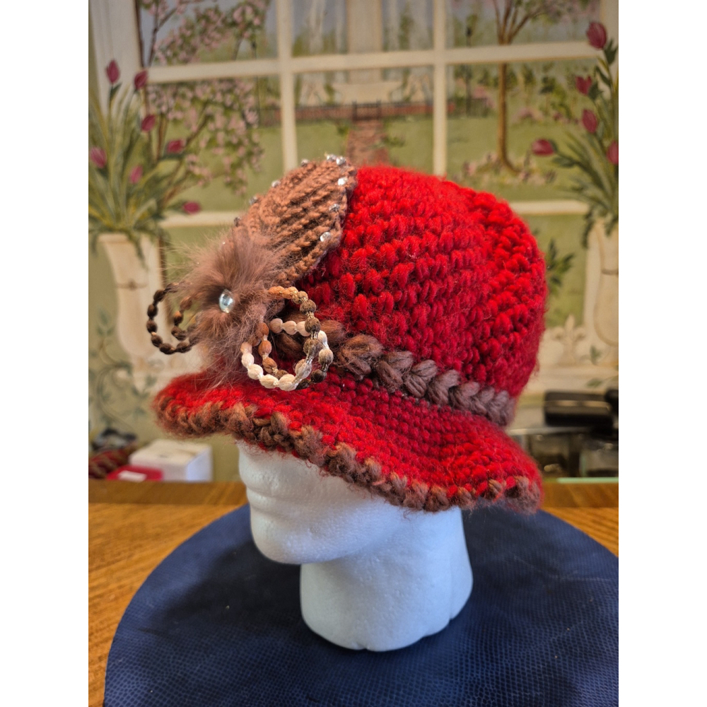 VINTAGE Hand Made Knitted Beanie/Stocking Women's Winter Cap/Hat OAFM #752g - Picture 2 of 12